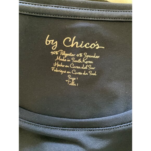 Chico's Scoop neck Navy Blue Classic Short Sleeve Top, Size 1 Medium by Chico's - Picture 5 of 6